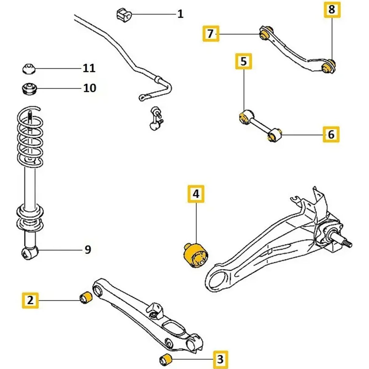 GENERICO - Kit Bujes Suspensión Trasera Para Jeep Compass Dodge Caliber