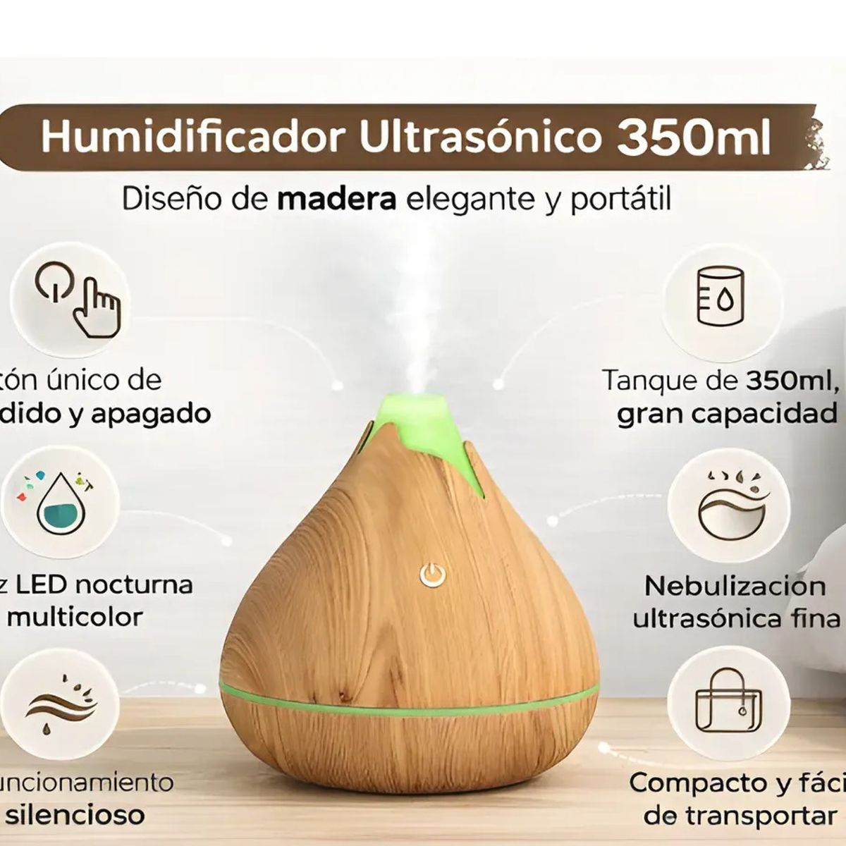 GENERICO - Humidificador Difusor Lluvia Nubes+6pcs Aromaterapia Aceite