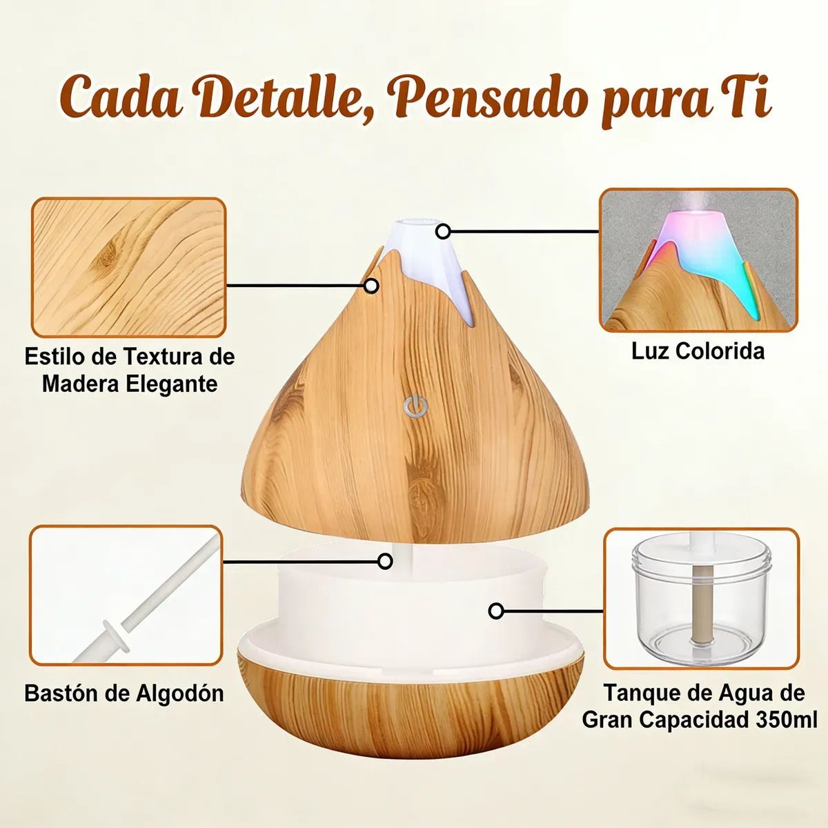 GENERICO - Humidificador Difusor Lluvia Nubes+6pcs Aromaterapia Aceite