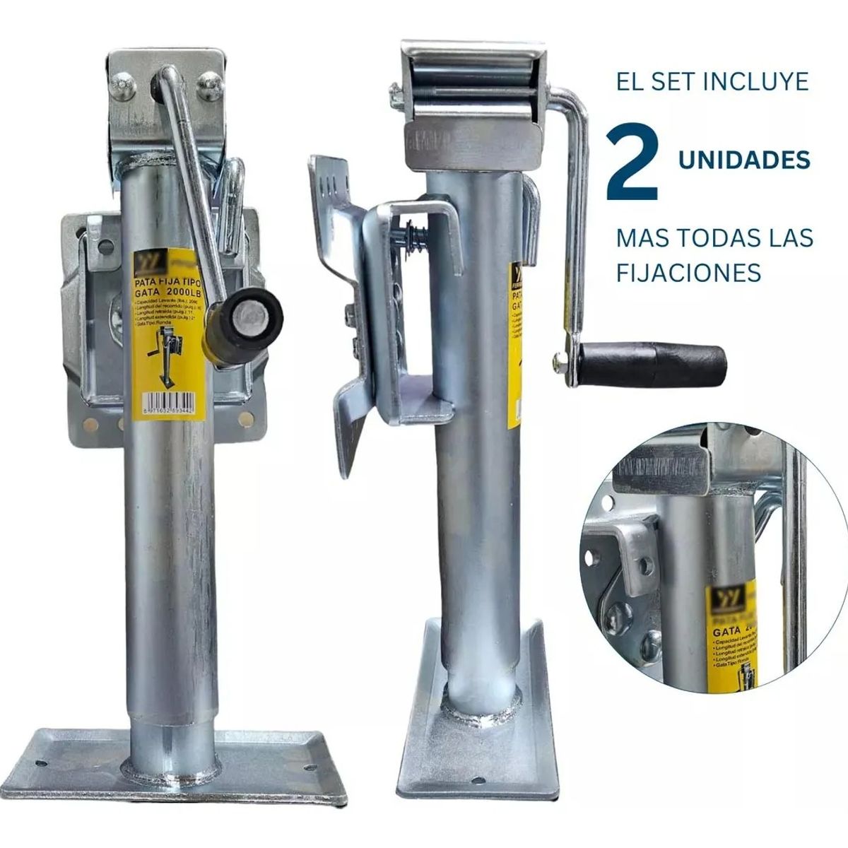 GENERICO - Pack 2 Pata Carro De Arrastre Apoyo Fija 2000 Libras Plateado