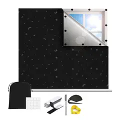 ATURE - Cortinas Blackout 420d 1.452m Negro Revestidas Plata