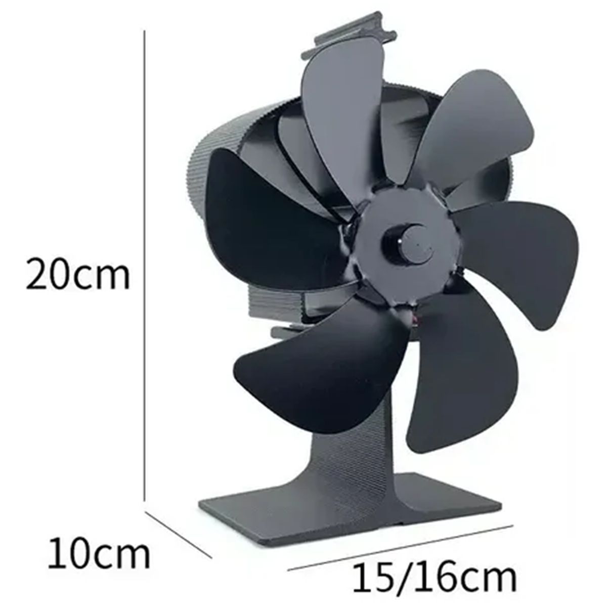 GENERICO - Ventilador Estufa A Leña 6 Aspas Chimenea Sin Electricidad 20 Cm Negro