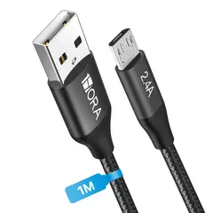 1 HORA - Cable Datos Micro USB 1Hora CAB248 1 Metros 2.4A USB 2.0 Nailon Reforzado Cable Carga Rapida