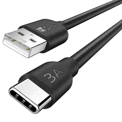 1 HORA - Cable USB a Tipo C de Datos 1Hora , 1 Metros PVC Duradero Negro USB 2.0 3A Cable Carga Rápida