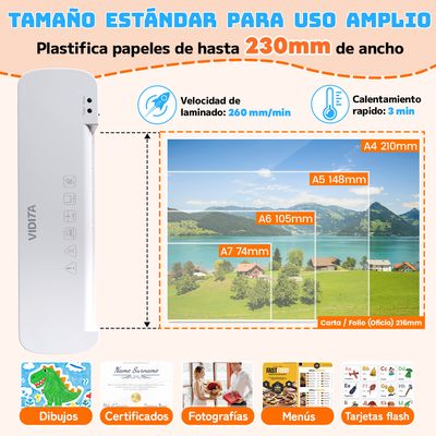 Imagen 2 del producto Termolaminadora Plastificadora Máquina Laminadora 10 Micas