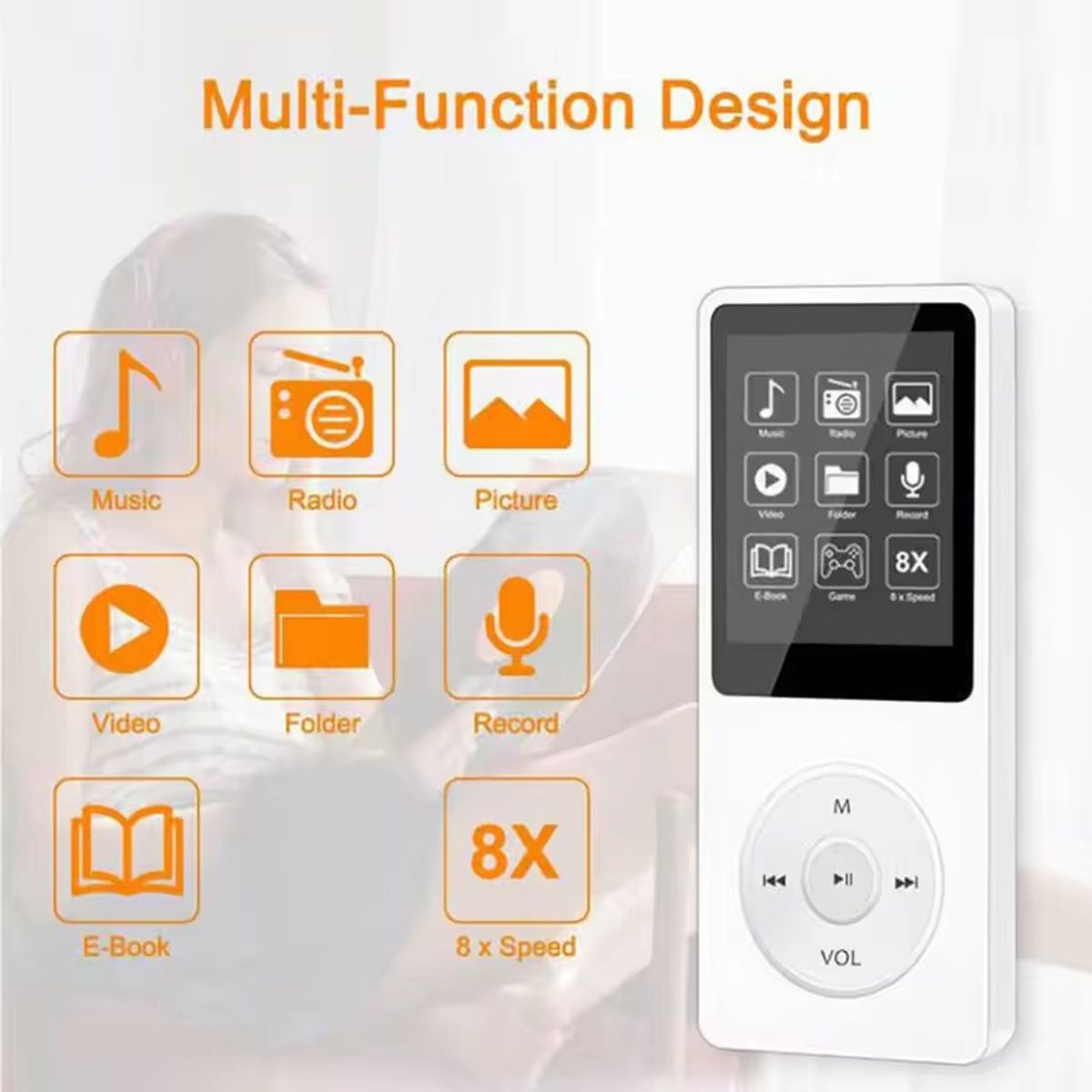 CORRERREY - al aire libre Mini Walkman Mp4/mp3 FM compatible con Bluetooth  32GB Hf