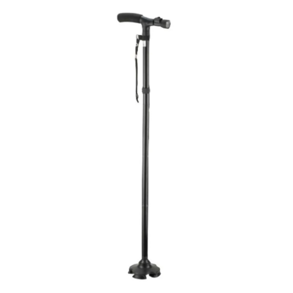 GENERICO - Bastón Plegable Bastones Ortopédicos Con Luz Led 4 Apoyos Negro