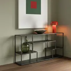 LIVING MARKET - Arrimo Metálico Kiva Negro 120x30x75 Hecho a Mano
