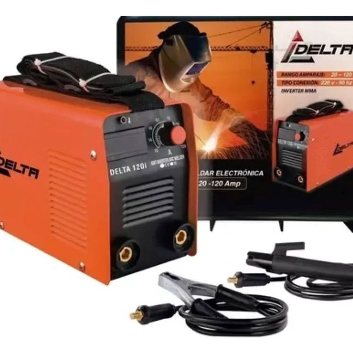 DELTA - Soldadora Electroníca Inverter 120 Amp Marca Delta Naranja
