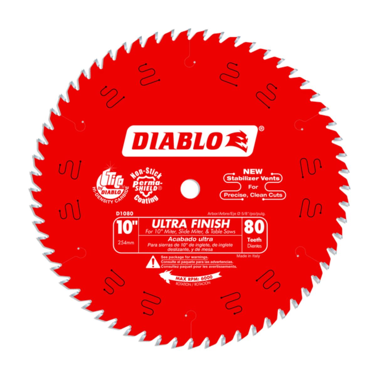 DIABLO - Disco Sierra Circular 10” 80 D Diablo D1080X