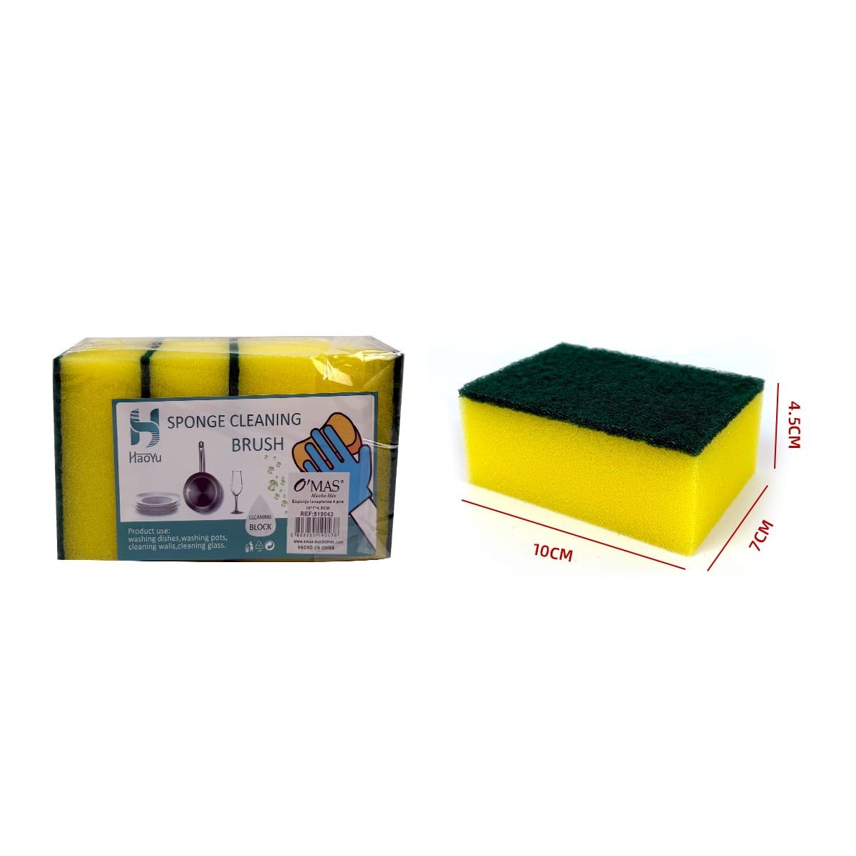 GENERICO - Esponja Lavaplatos Cocina 4 Pcs 10X7X4 5 Cm Resistente Hogar