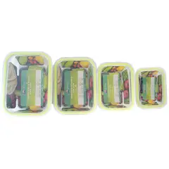 DORAL - Set De 4 Herméticos/contenedores De Vidrio Con Tapa Fresh Verde Lima