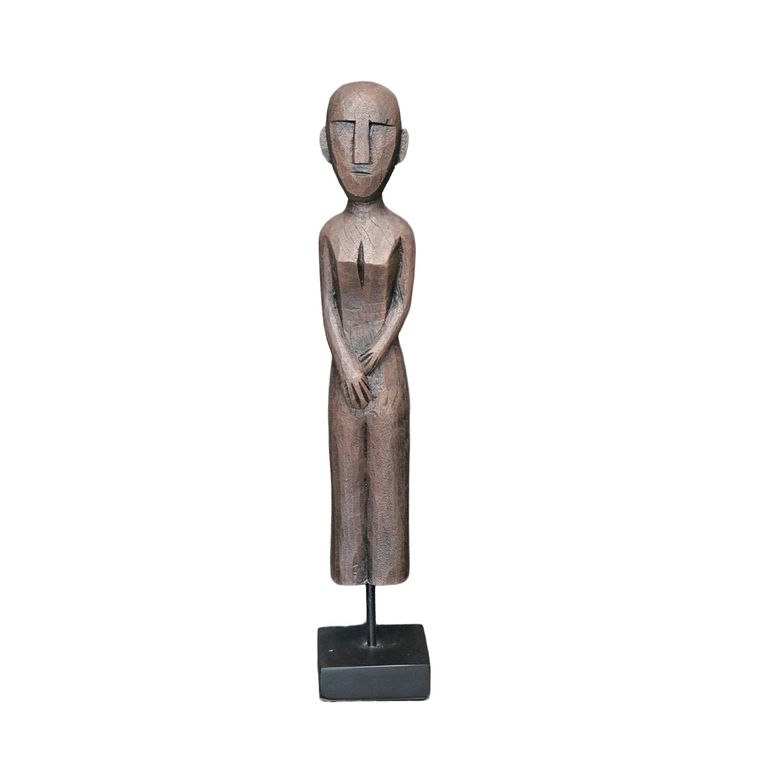 ADORNO FIGURA MUJER POLIRESINA PEDESTAL FIERRO 10 x 10 x 54,5 CM