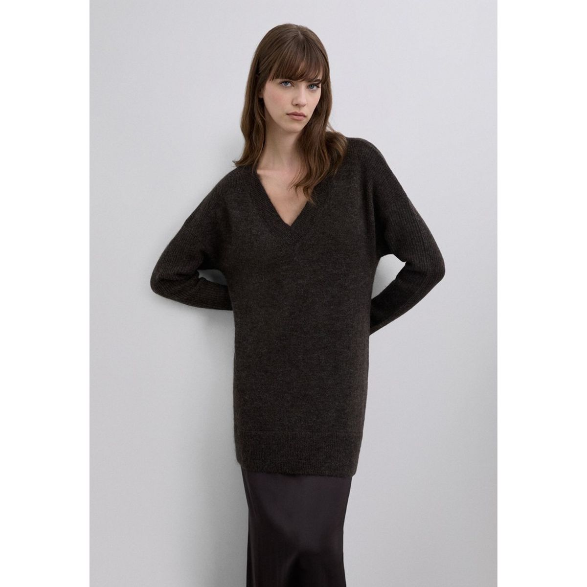 SCALPERS - Vestido Midi Punto Y Detalle Lencero