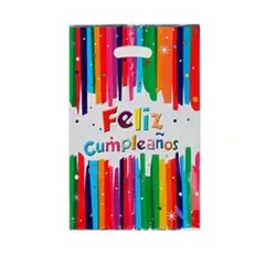 GENERICO - Bolsa para dulces feliz cumpleaños 10un 19x28cm