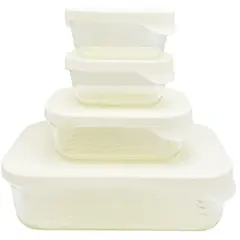 DORAL - Set De 4 Herméticos/contenedores De Vidrio Diseño Glass Tray Tapa Blanca