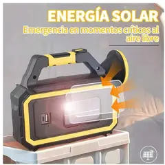 MOVI - Linterna de emergencia Recargable con panel solar sirve como cargador