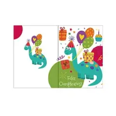 GENERICO - Tarjeta de cumpleaños de dinosaurio 12x17cm