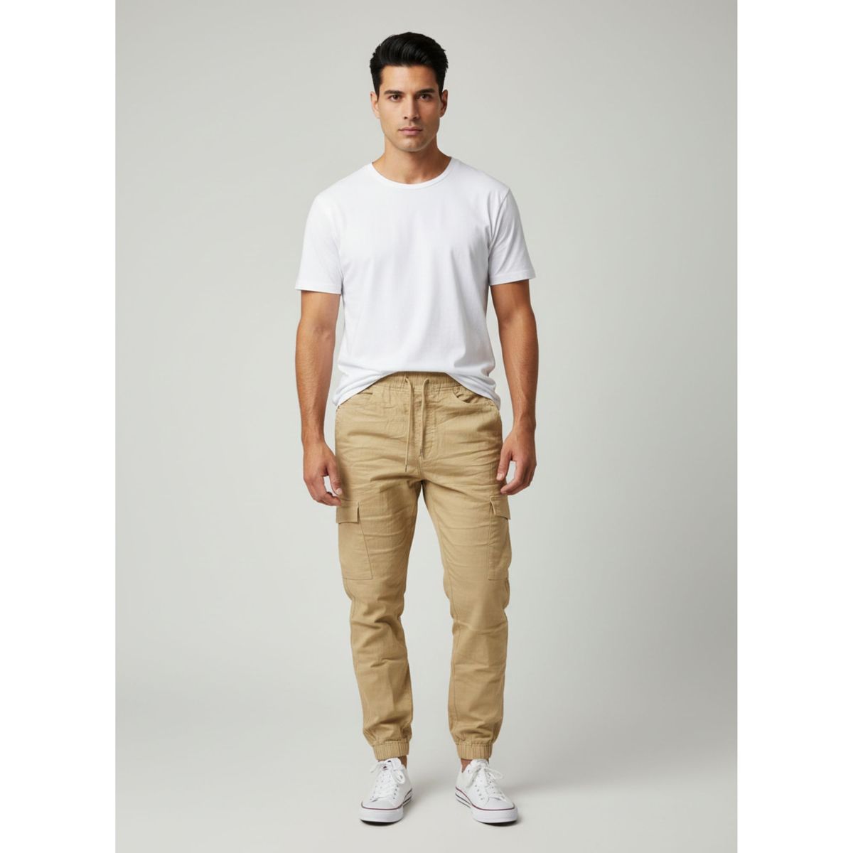 LIKE SHOP - Pantalon Hombre Juvenil Ajustable Elasticado Con Puño Bolsillos Cargo A501