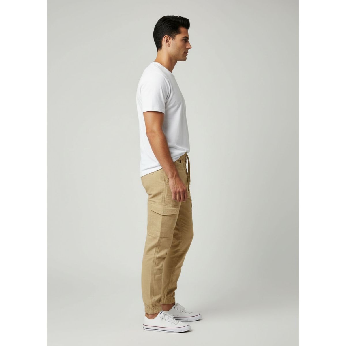 LIKE SHOP - Pantalon Hombre Juvenil Ajustable Elasticado Con Puño Bolsillos Cargo A501