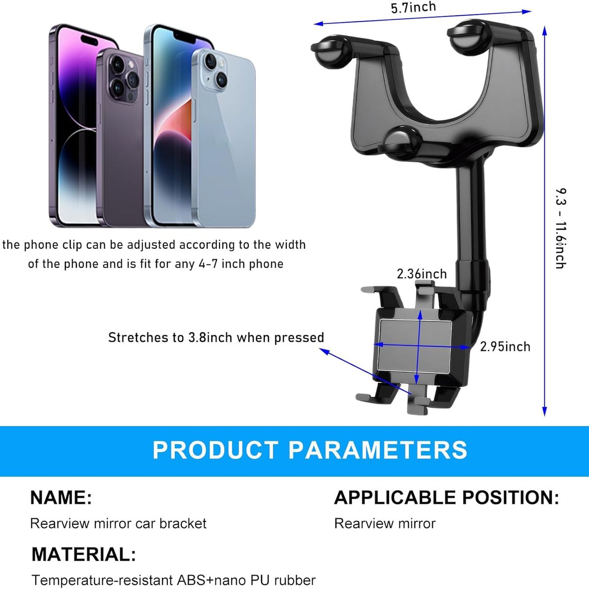 MOVI - Soporte para Celular en Espejo Retrovisor de Auto Ajustable