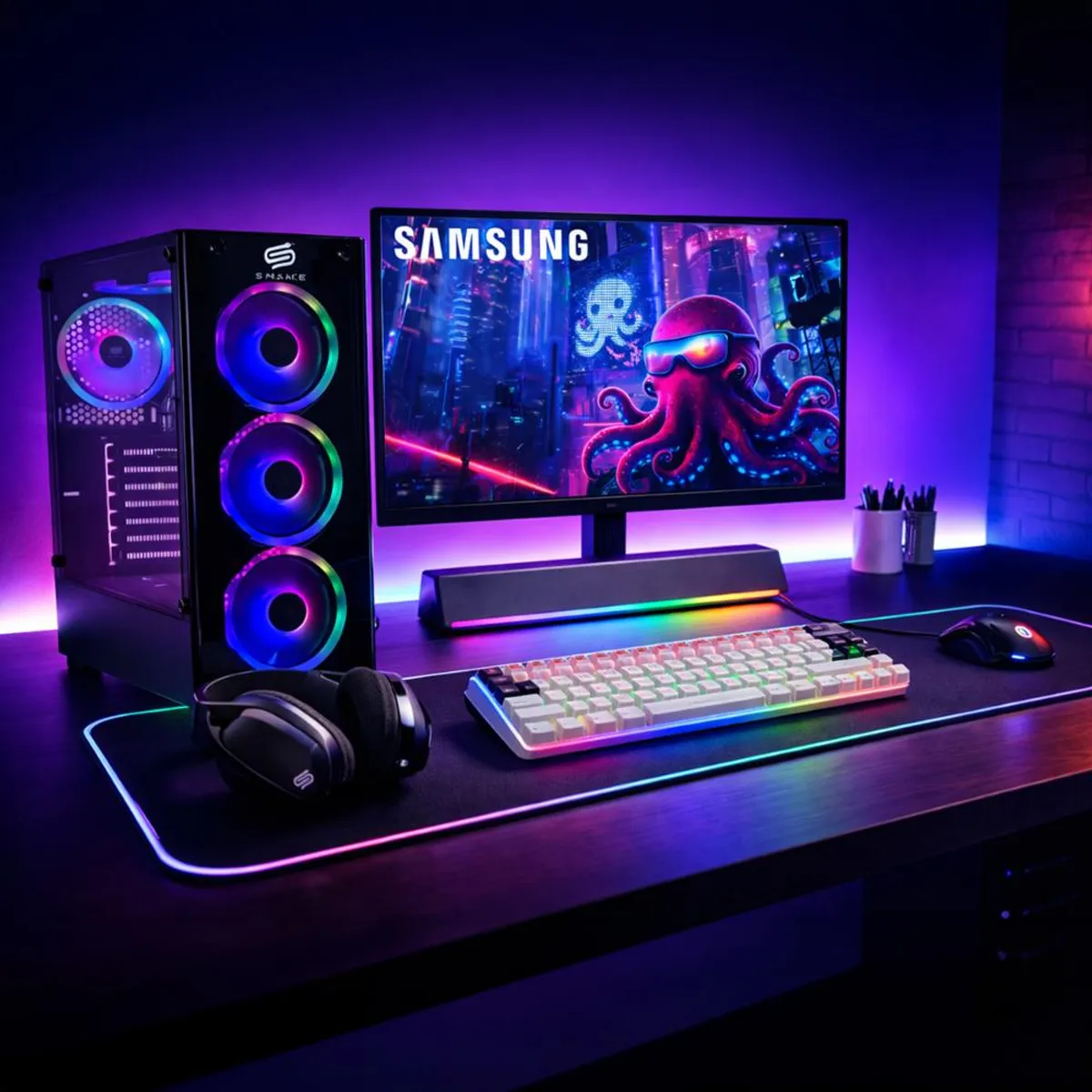 SNAKE GAMER - PC Snake Gamer + Monitor 22” Ryzen 3 3200G 16GB RAM 256GB WIFI BT