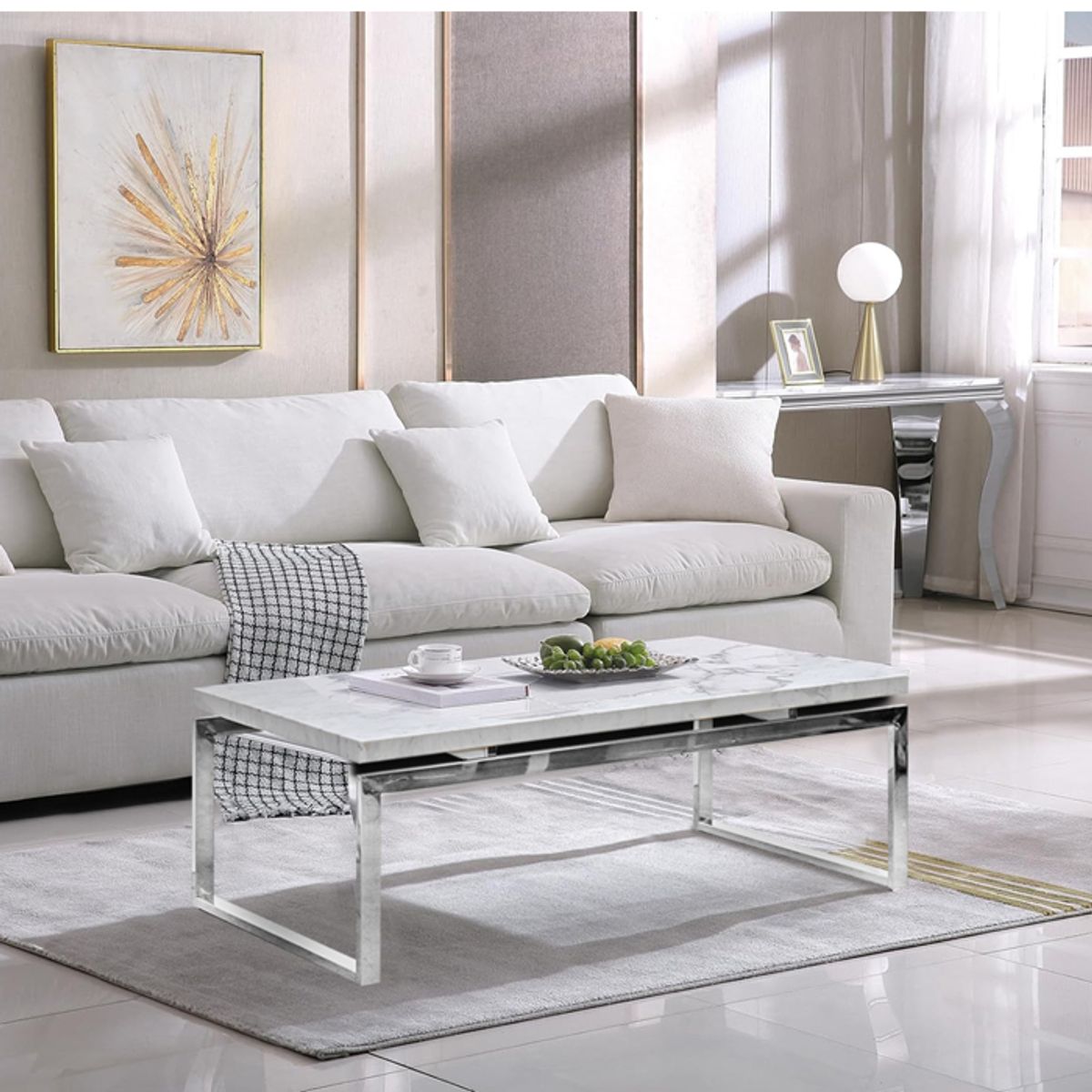 MSA MUEBLES SANTA ANA - Mesa Centro Rectangular Mármol White