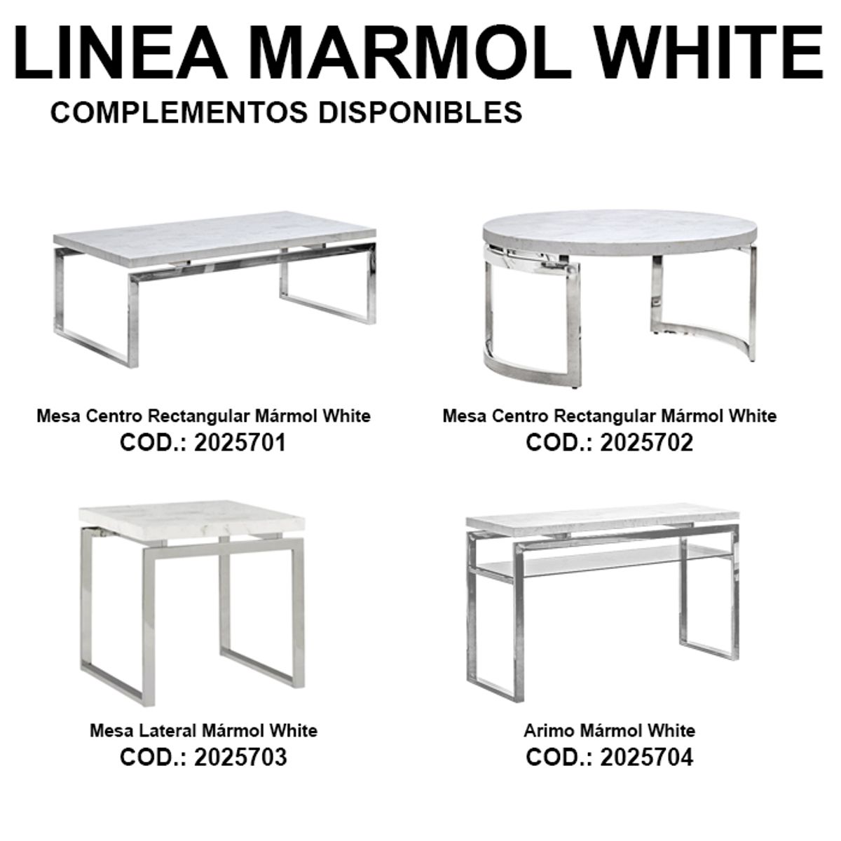 MSA MUEBLES SANTA ANA - Mesa Centro Rectangular Mármol White