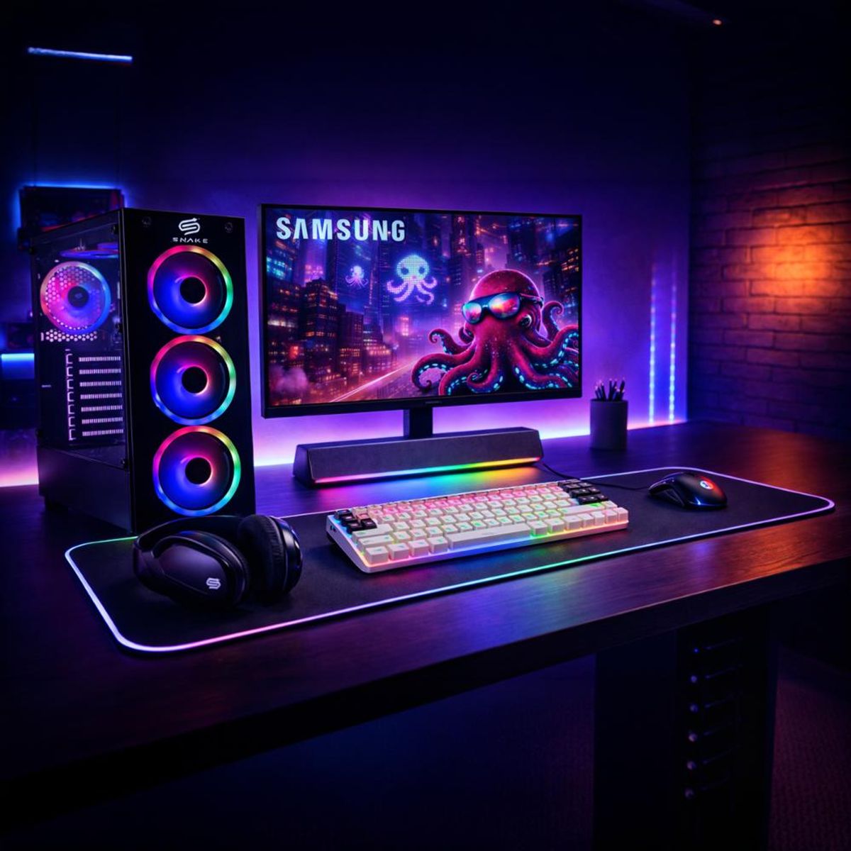 SNAKE GAMER - PC Snake Gamer + Monitor 22” Ryzen 5 5600GT 16GB RAM 512GB WIFI BT