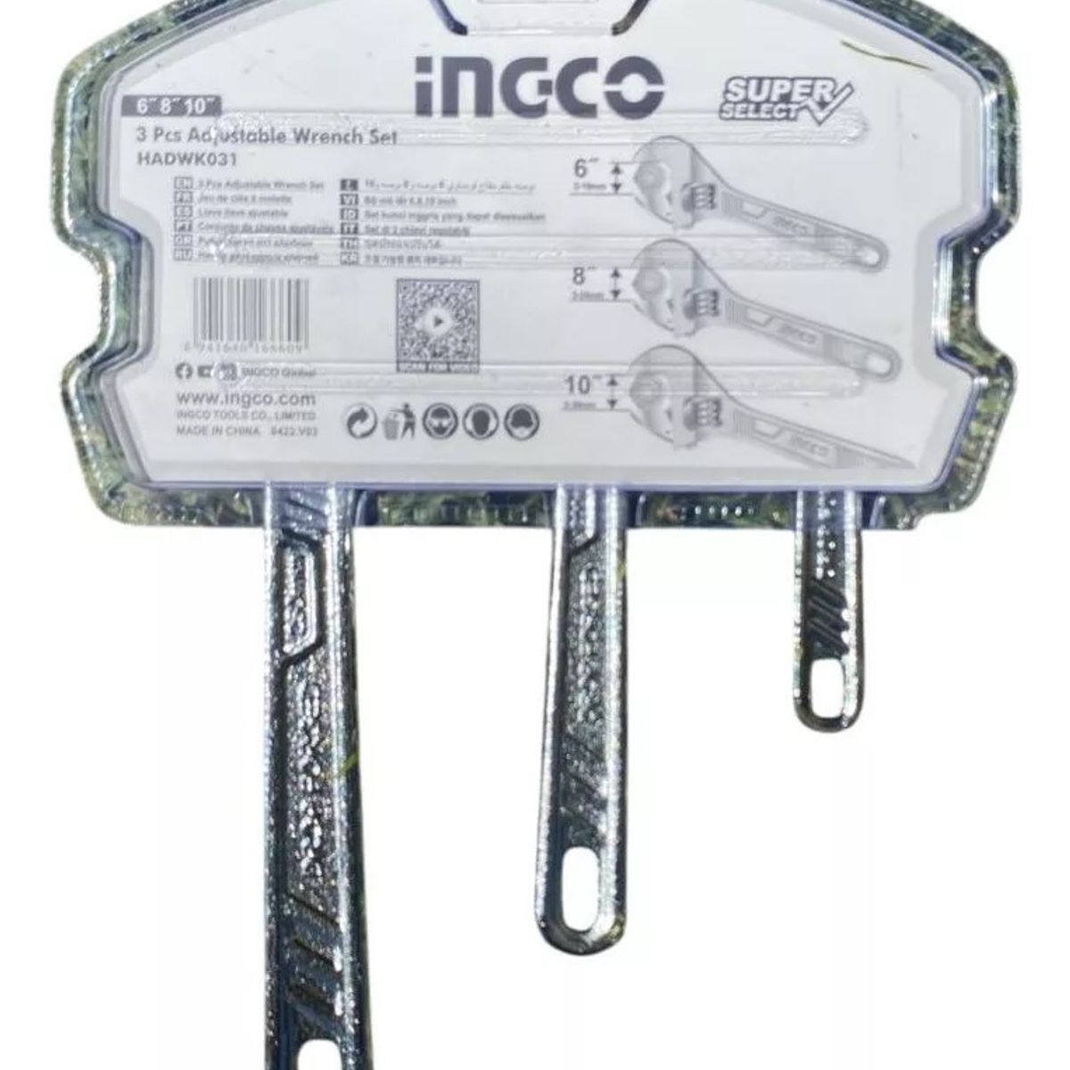 INGCO - Kit Set X 3 Llaves Ajustable Tipo Francesa Ingco HADWK031 Plateado