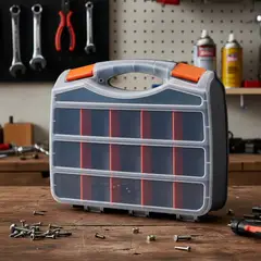 GENERICO - Caja Organizadora De Tornillos 15 compartimientos Caja Para Herramientas Maleta Gris