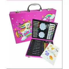 GENERICO - Maletín De Arte Infantil Lápices Colores Unicornio 68 Piezas