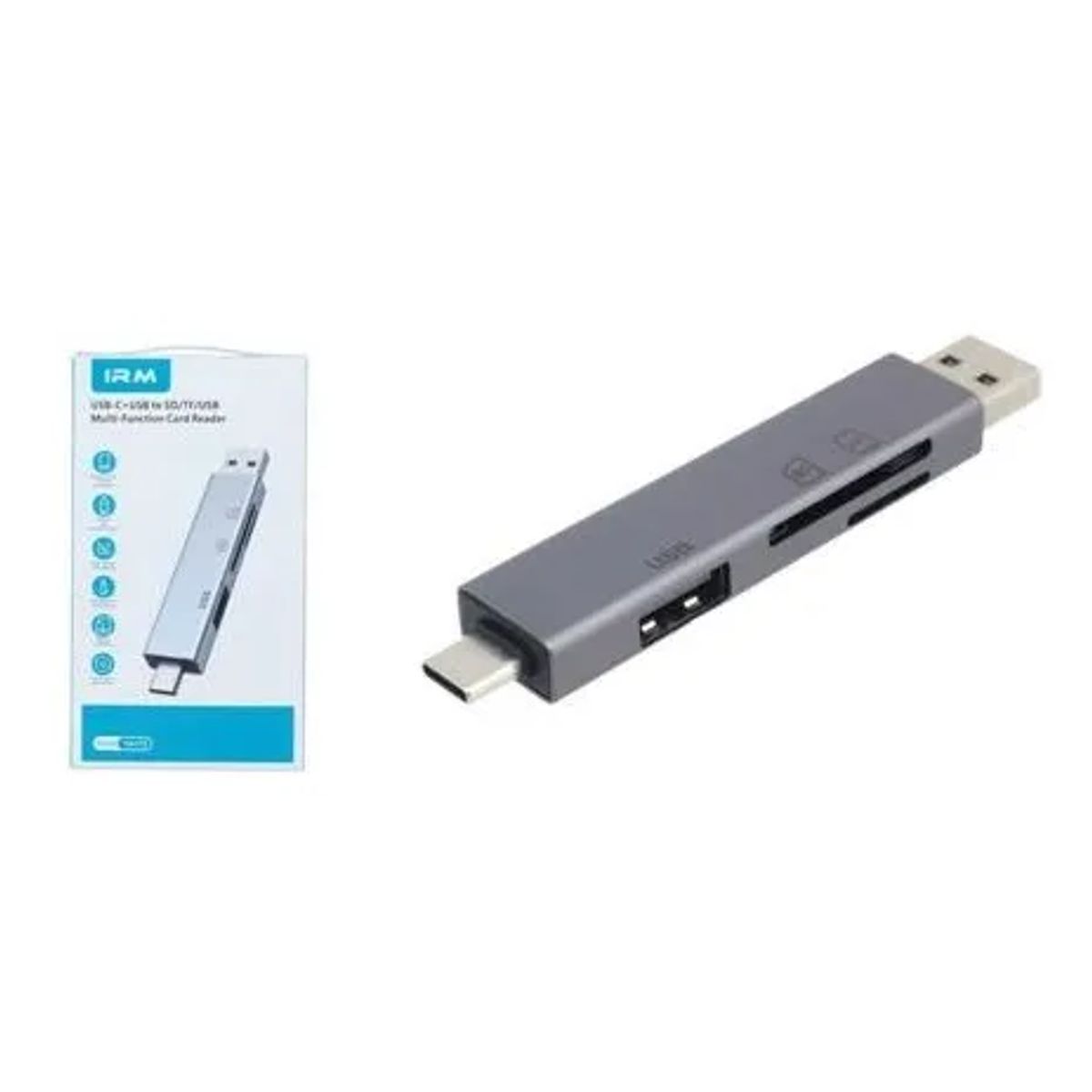 GENERICO - Adaptador Lector De Tarjeta Usb Macho-hembra Tipo C Tf  Sd Gris Oscuro