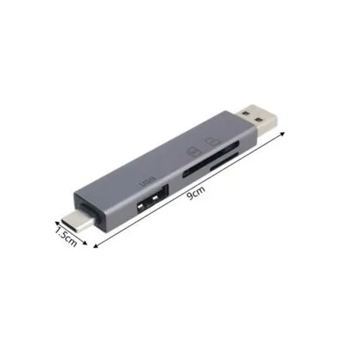 GENERICO - Adaptador Lector De Tarjeta Usb Macho-hembra Tipo C Tf  Sd Gris Oscuro