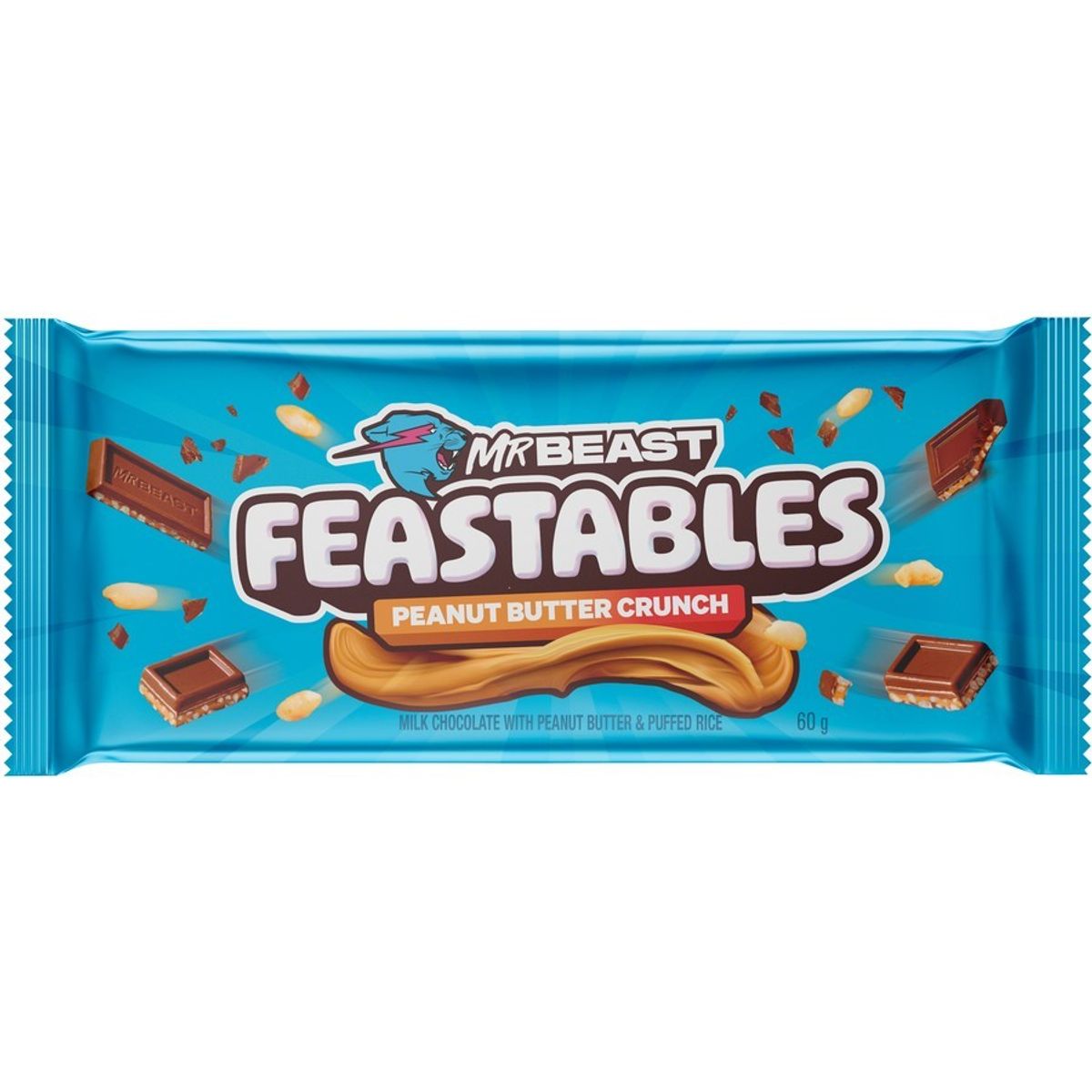 FEASTABLES - Barrita Chocolate Mr. Beast Crunch Mantequilla Maní Feastables 10 x 60 g