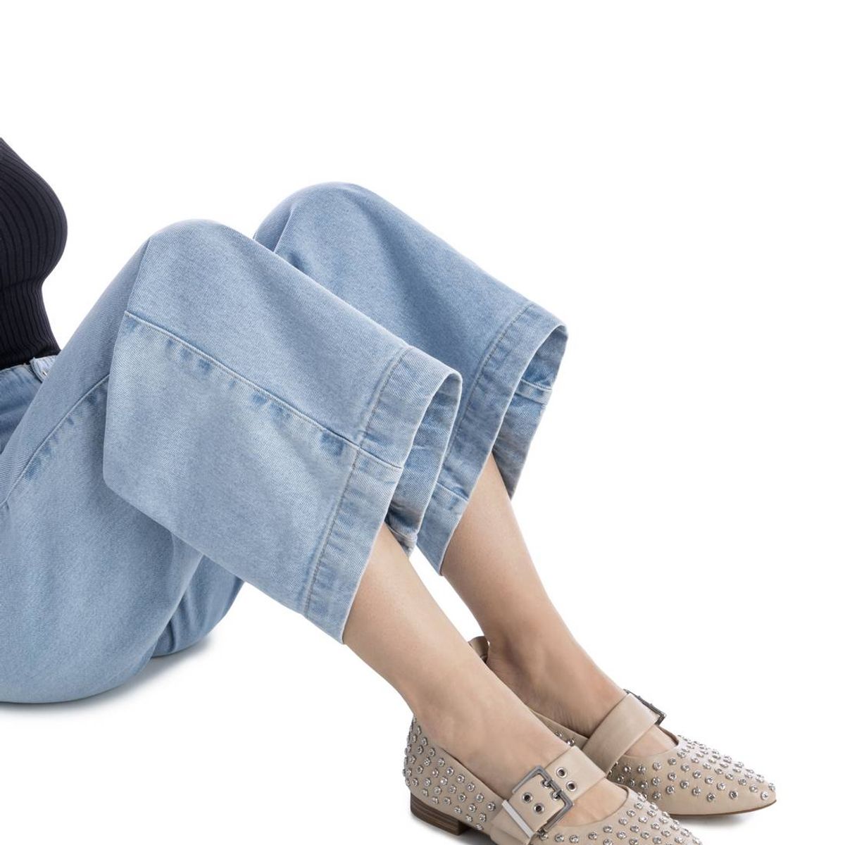 XTI - Zapato Ballerina Mujer Xti 144264 Tachas Beige