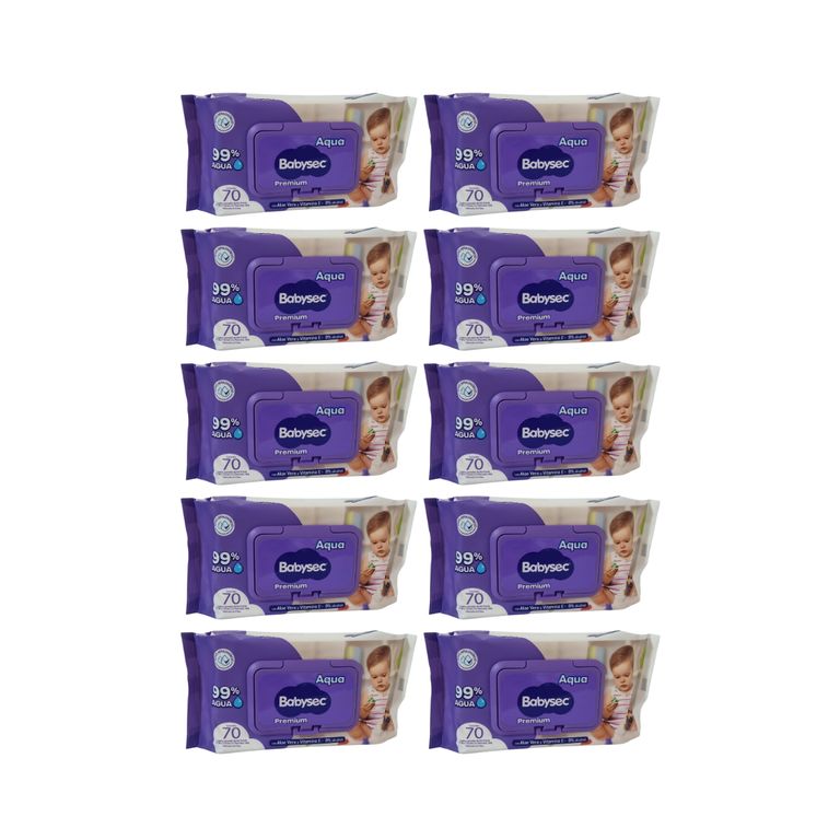 Pack 10 Toallitas Humedas Hipoalergenicas Aloe Vera 70 Unidades c/u ,700 Toallitas,
