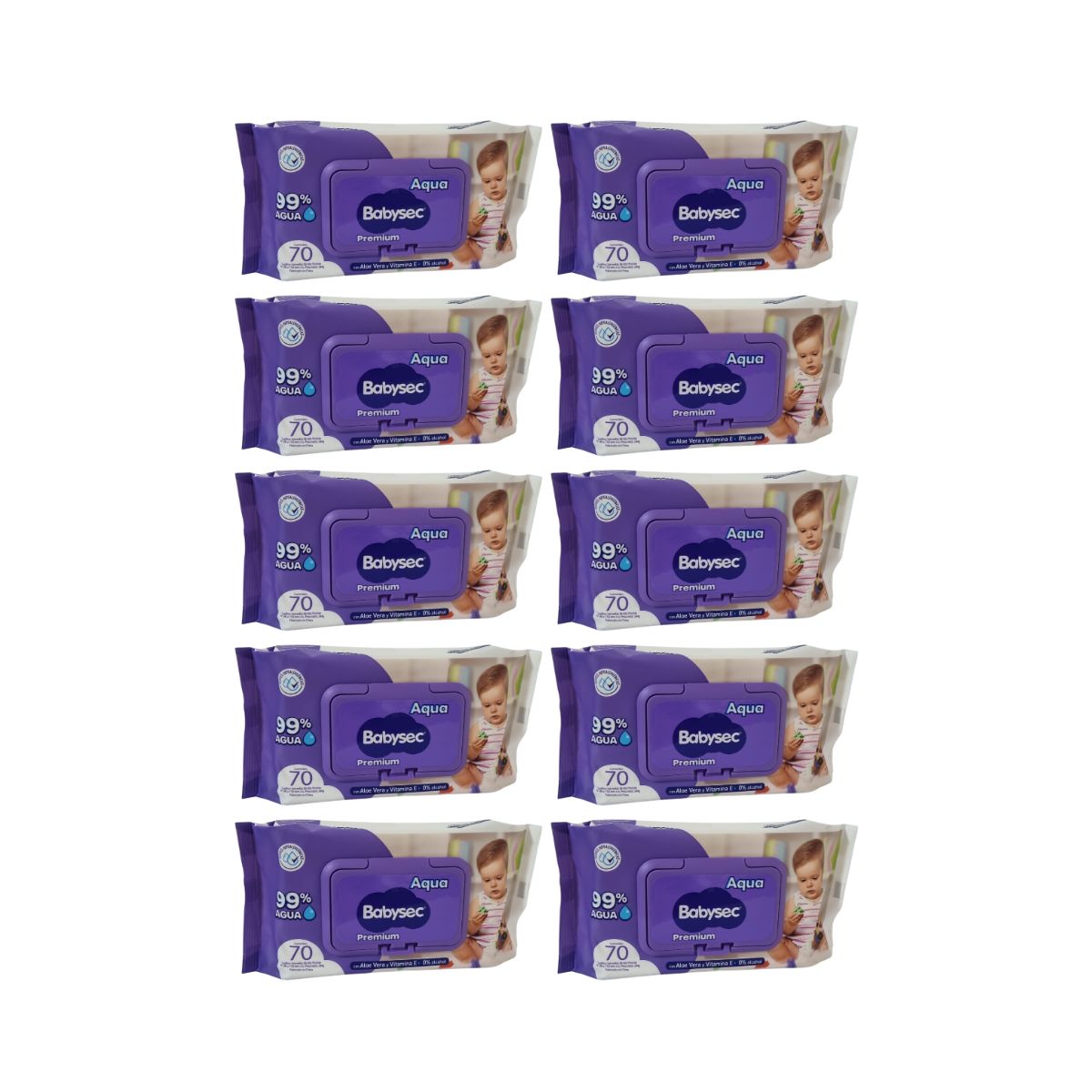 BABYSEC - Pack 10 Toallitas Húmedas Babysec Hipoalergénicas Aloe Vera 70 Unidades c/u ,700 Toallitas,