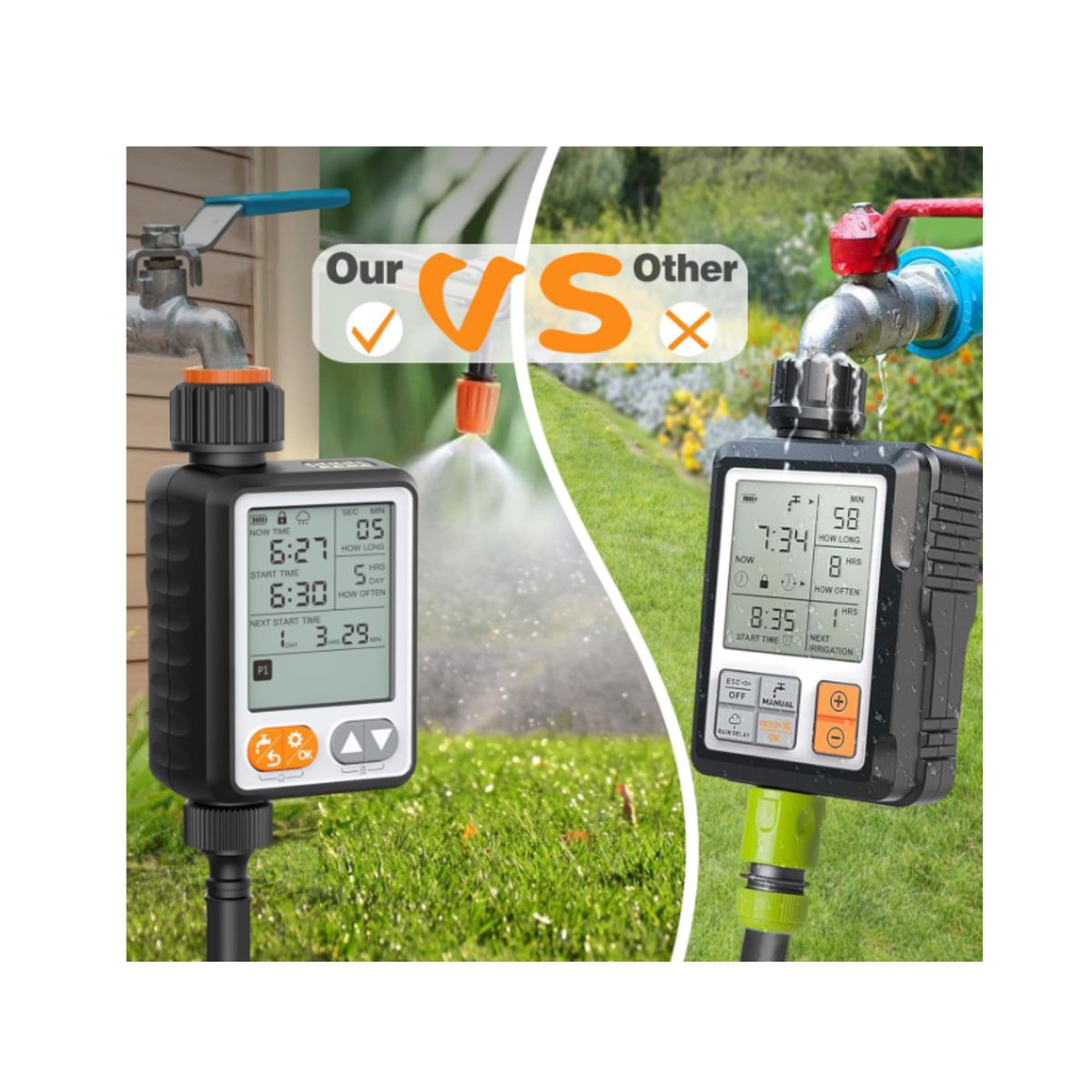 GENERICO - Programador De Riego Automatico Temporizador Digital WT05 con Sensor de Lluvia e IP54