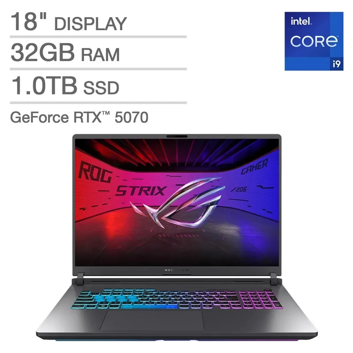 ASUS - Notebook Asus ROG Strix GAMING LAPTOP, i9-14900HX, 32GB RAM, 1TB SSD, NVIDIA RTX™ 5070,  18" WIN 11