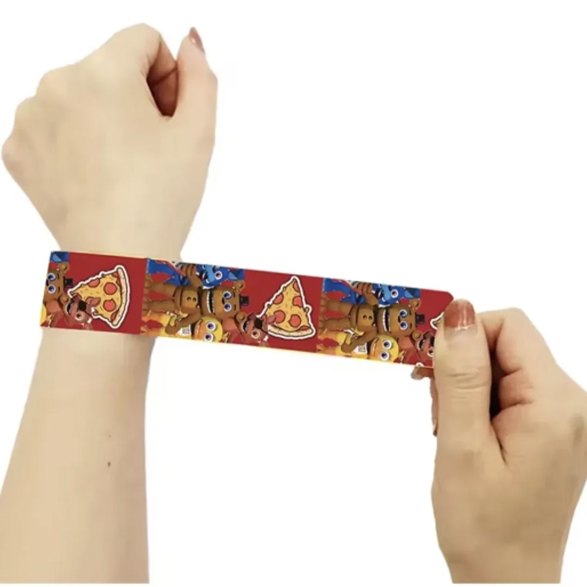 GENERICO - Pack 12 Pulseras Slap Five Nights Freddy Fnaf 22cm Fiestas Multicolor