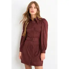 IO - Vestido Liso Mujer Café