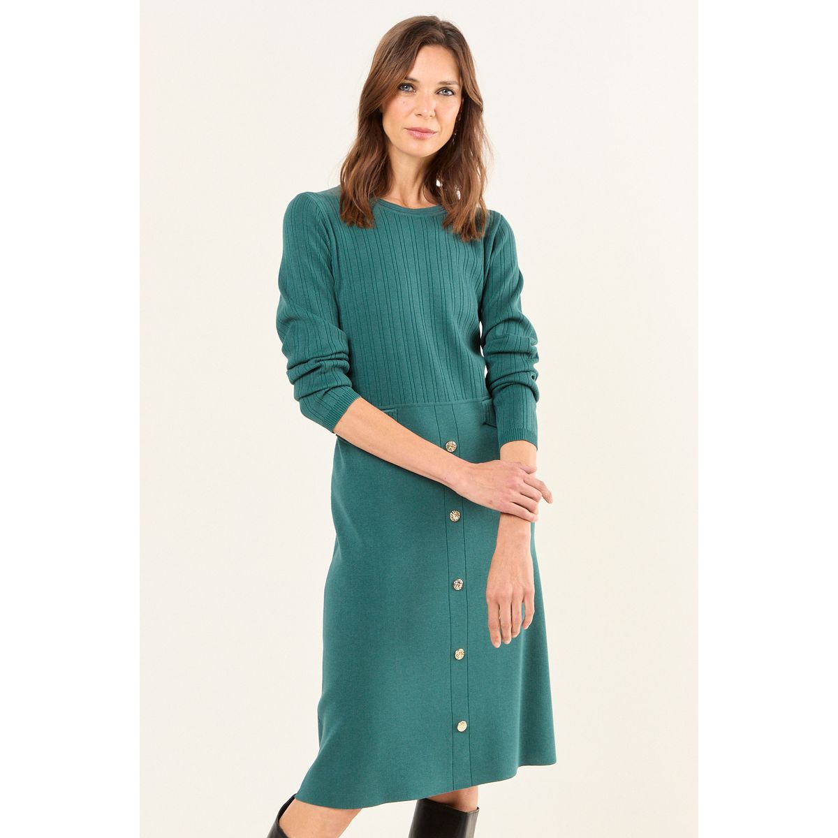 MA GRIFFE - Vestido Tejido Mujer Verde Oliva Magriffe