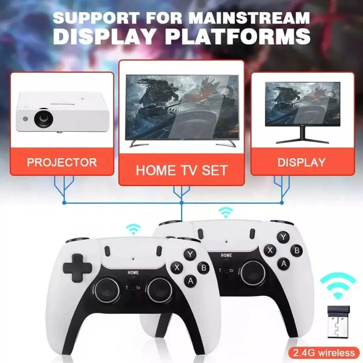 GENERICO - Game Stick 4K con 2 Controles Inalámbricos Pendrive de Juegos
