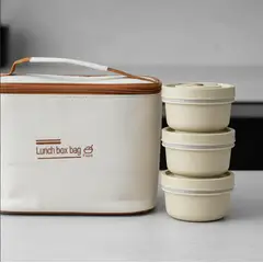 GENERICO - Set Lonchera Bolso Térmico Con 4 Potes Para Colación