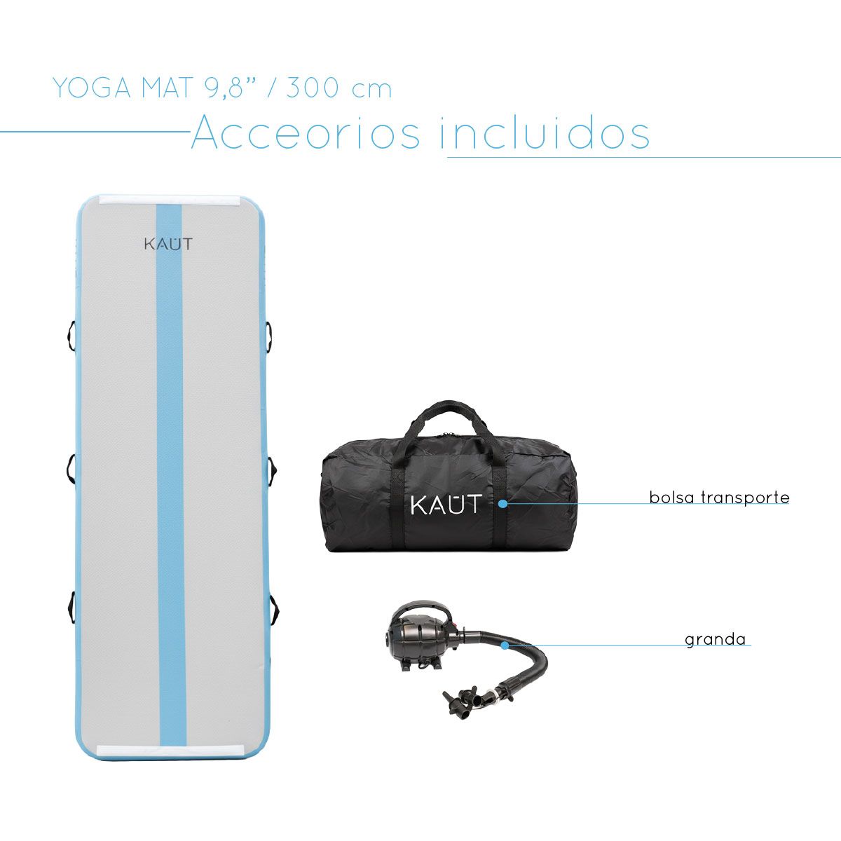 KAUT - Aitrack 3 metros - Colchoneta Inflable Gimnasia Yogamat