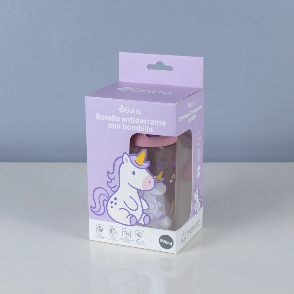 BALIA - Botella antiderrame con bombilla Unicornio - Balia