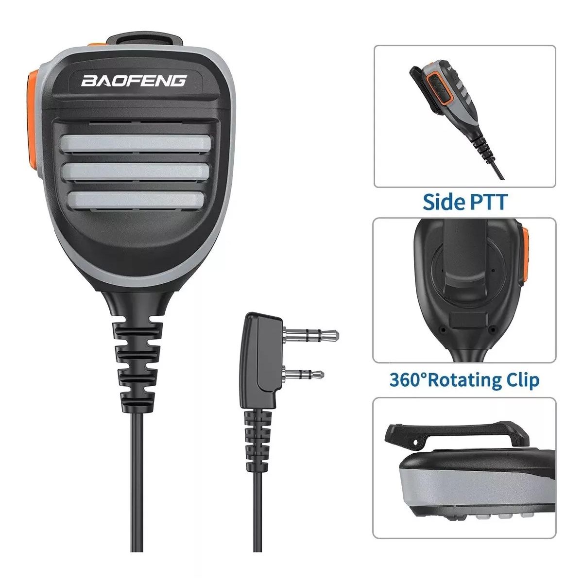 BAOFENG - Pera Baofeng Micrófono Parlante Resistente IP54 Dual Ptt Altavoz Radio profesional