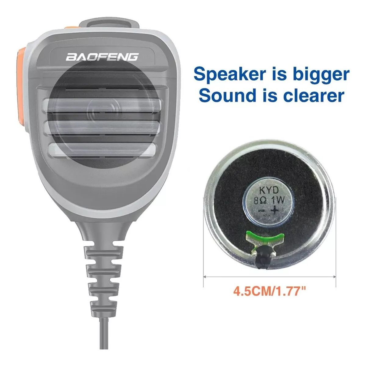 BAOFENG - Pera Baofeng Micrófono Parlante Resistente IP54 Dual Ptt Altavoz Radio profesional