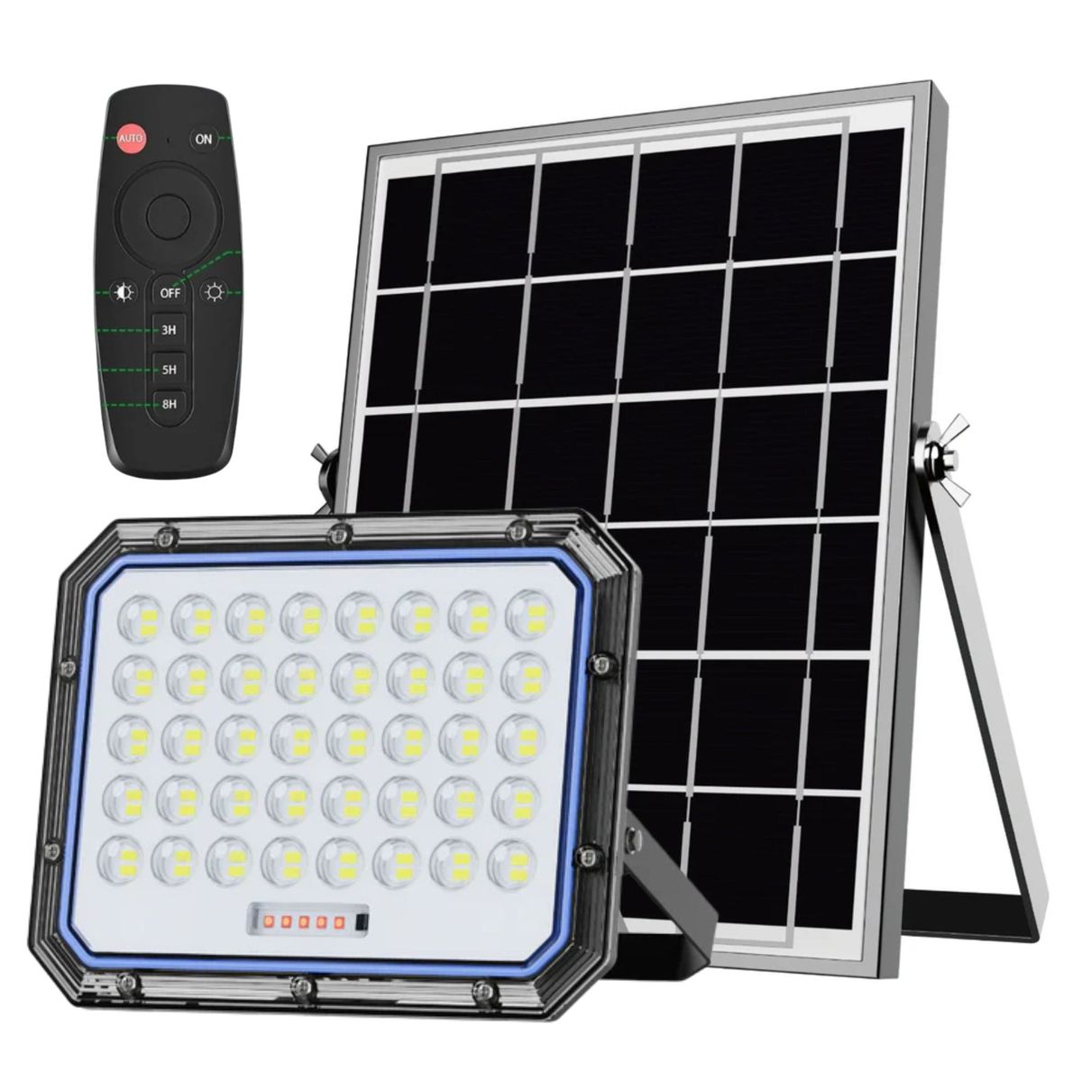 BAZUCA - Foco Reflector Solar LED 500W Exterior + Panel Solar + Control Remoto IP67